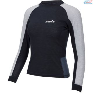 Swix Aspire wool blend Langarmshirt Damen in navy / blue sea