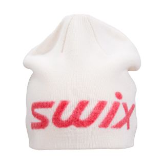 Swix Logo Beanie mit reflektierendem Logo, Materialmix aus Merinowolle und Acryl