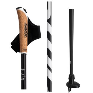 Swix Q3 Langlaufstock aus Carbon mit TCS-Schlaufe und TBS Leaf Teller – schwarz