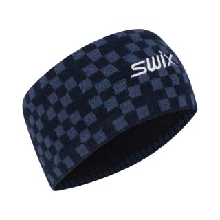 Swix Beito Wool Headband Dark Navy – warmes Stirnband mit Karomuster für sportliche Wintereinsätze