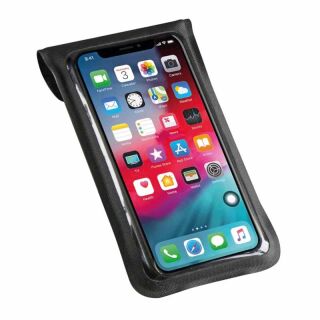 KLICKfix Smartphonetasche Light S wasserdichte Handytasche mit Quad Mini Adapter für Fahrradmontage schwarz transparent