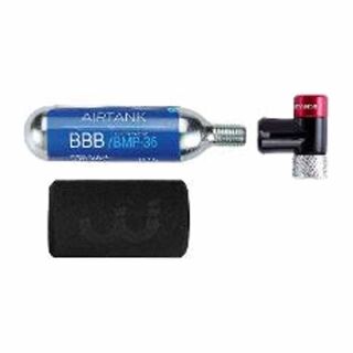 BBB AirSpeed BMP-32 CO₂-Minipumpe mit 16 g AirTank CO₂-Patrone für Presta- und Schrader-Ventile
