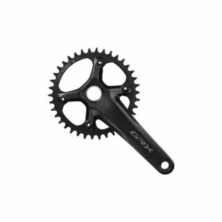 Shimano GRX FC-RX610-1 12-fach Kurbelgarnitur mit 38-Zähne-Kettenblatt und 170 mm Kurbellänge in Schwarz
